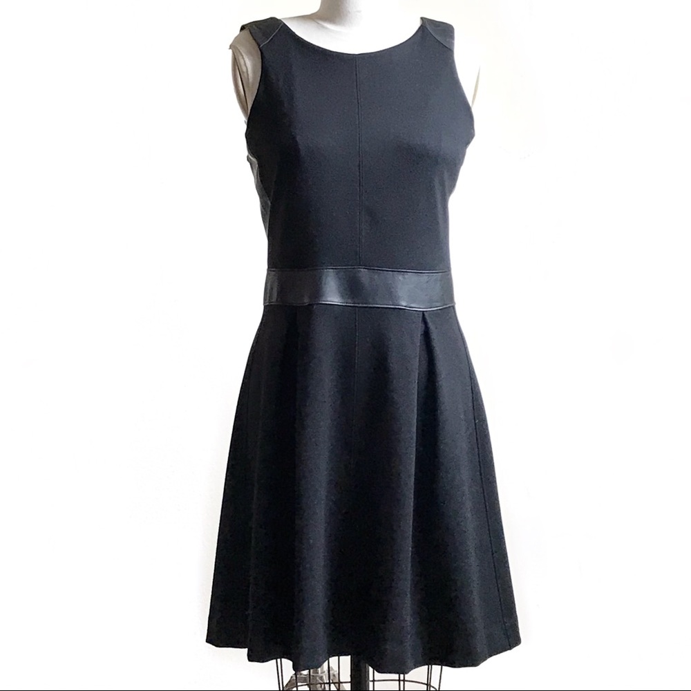 Nicole Miller Dress Stretch Knit Faux Leather